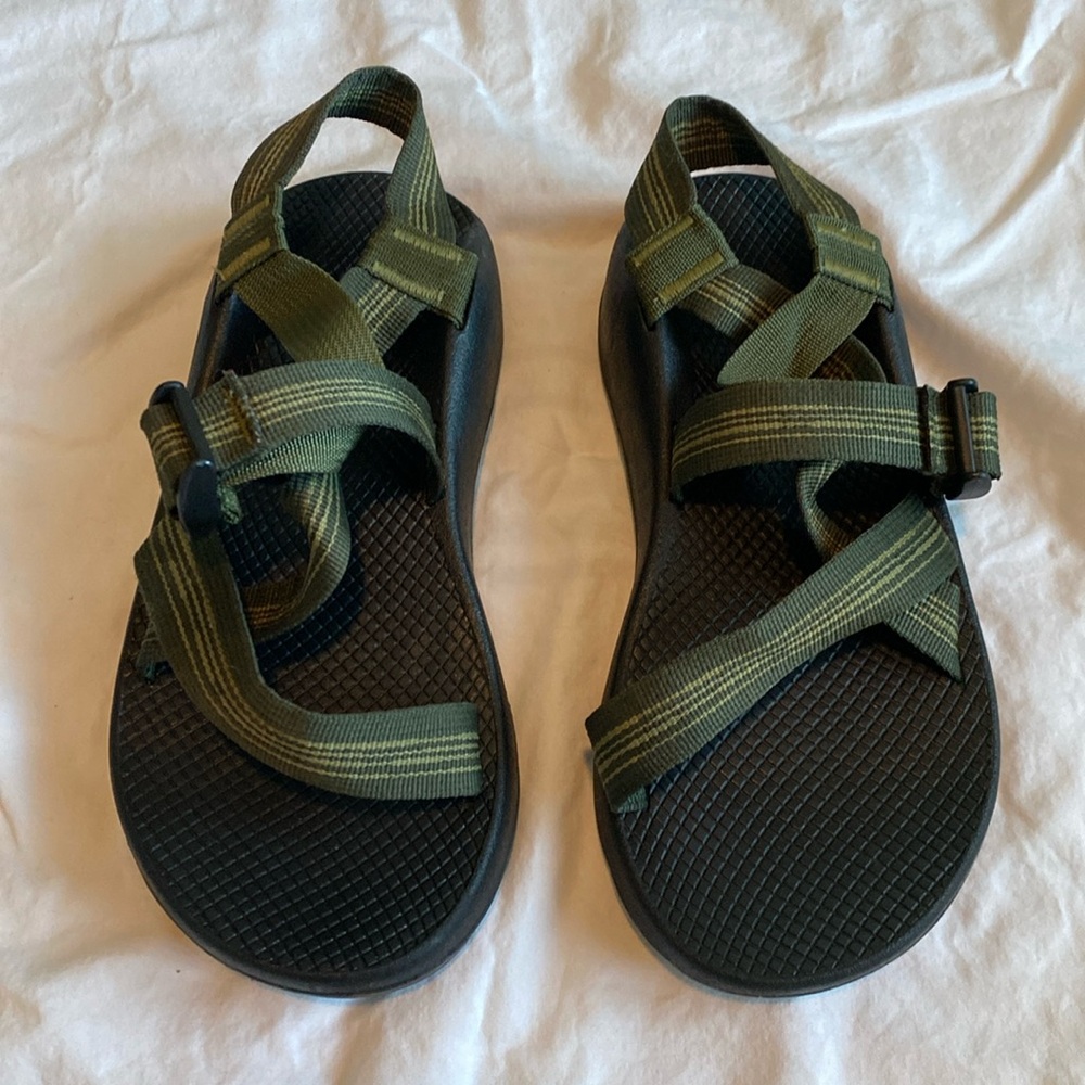 Men's Black and Green Sandals